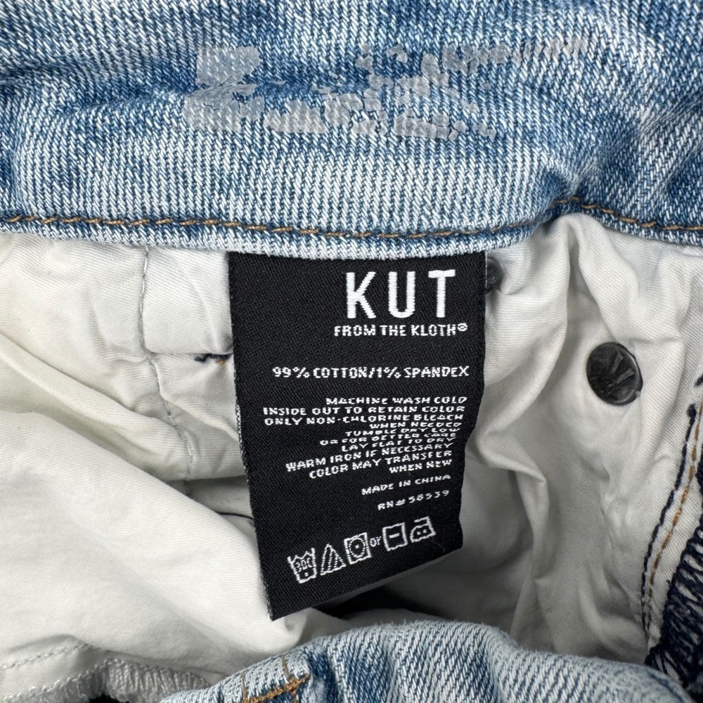 KUT from the Kloth Meg Wide Leg Raw Hem Jeans Light Wash Blue Size 4 - Picture 3 of 9